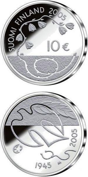 60 jaar Vrede en Vrijheid Europa 10 euro Finland 2005 Proof